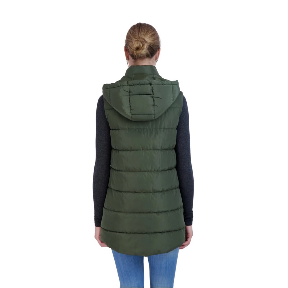 Sebby Olive Puffer Vest with Hood in Like-New Condition - Picture 3 of 6